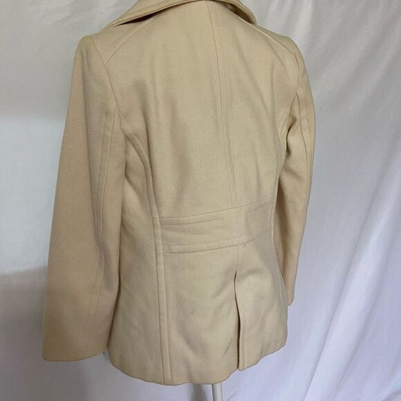 J Crew Women's XS Extra Small Cream Wool Blend Double Breasted Peacoat - Picture 5 of 6